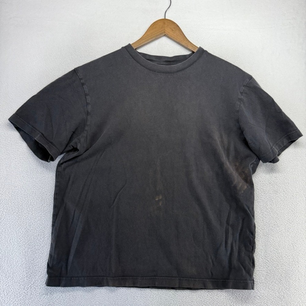 Vintage Gap Blank Shirt Mens Medium Black Sun Faded Bleached Solid Crew Boxy y2k
